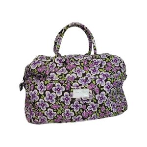 Vera Bradley Plum Petals XLarge Duffle Bag with Matching Makeup Bag Purple